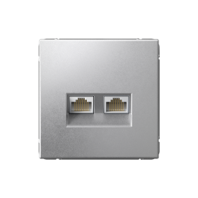 Systeme Electric ArtGallery Алюминий Розетка двойная компьютерная RJ45+RJ45, кат. 5е, механизм
