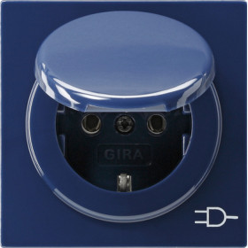Gira S-Color Синий Розетка с з/к и крышкой
