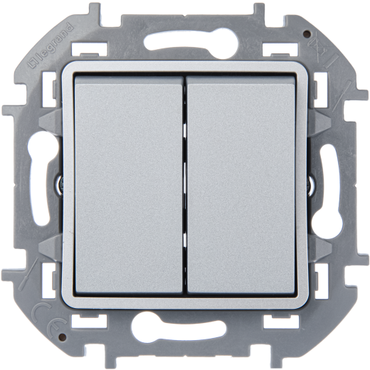Переключатель двухклавишный - Legrand Inspiria - 10A 250В безвинтовые зажимы - алюминий