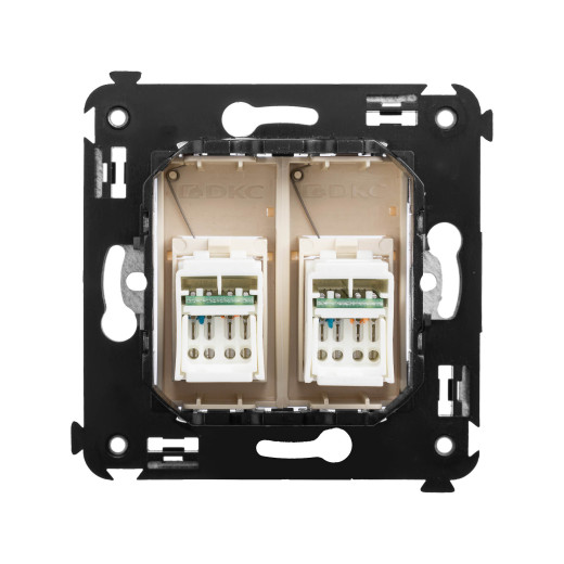 Компьютерная розетка RJ-45 в стену, кат.6 двойная, Avanti, ванильная дымка