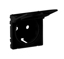 Legrand Valena LIFE Black. Лицевая панель розетки 2К+З c крышкой. Антрацит..