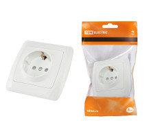 TDM Розетка 2П+З 16А 250В с защ. шт. белая 