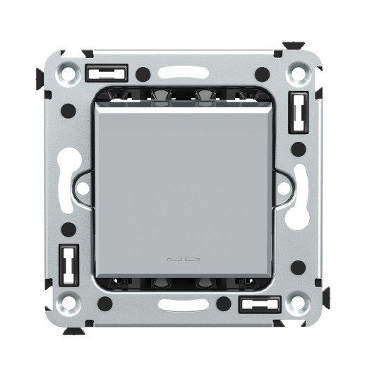 Переключатель одноклавишный в стену, Avanti, закаленная сталь