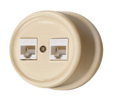 BIRONI Лизетта Керамика Песочное золото Розетка RJ45 информационная двойная