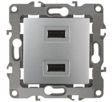 ЭРА 12-4110-03 Устройство зарядное USB, 230В/5В-2100мА, IP20, Эра12, алюминий (6/60/1920)
