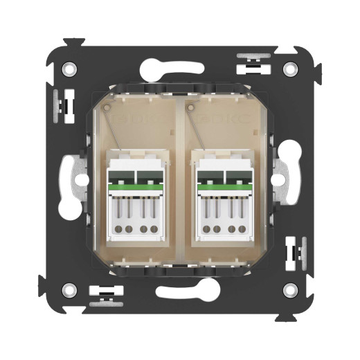 Компьютерная розетка RJ-45 в стену, кат.6А двойная, Avanti, ванильная дымка