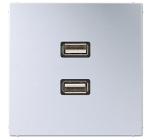 JUNG LS 990 Алюминий Накладка 2xUSB 2.0 (с несущей платой, монтаж только шурупами)