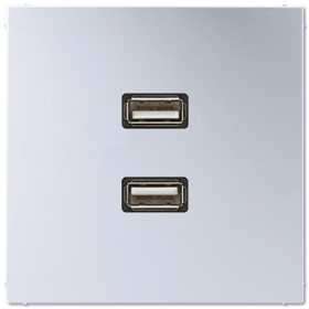 JUNG LS 990 Алюминий Накладка 2xUSB 2.0 (с несущей платой, монтаж только шурупами)