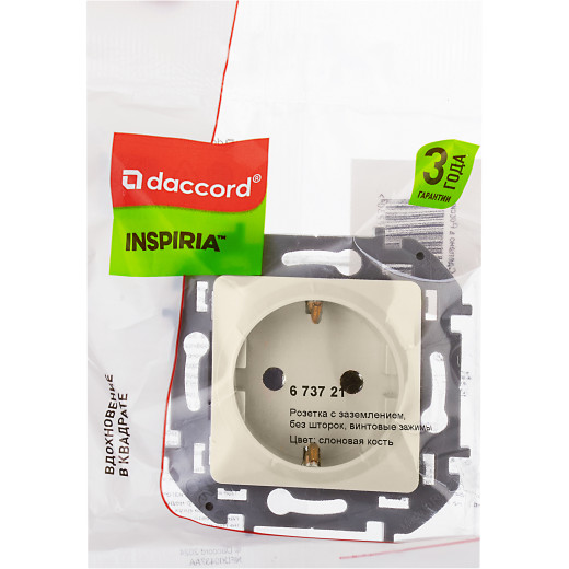Розетка с заземлением - Legrand/Daccord Inspiria - без шторок 16А 250В винтовые зажимы - слоновая кость