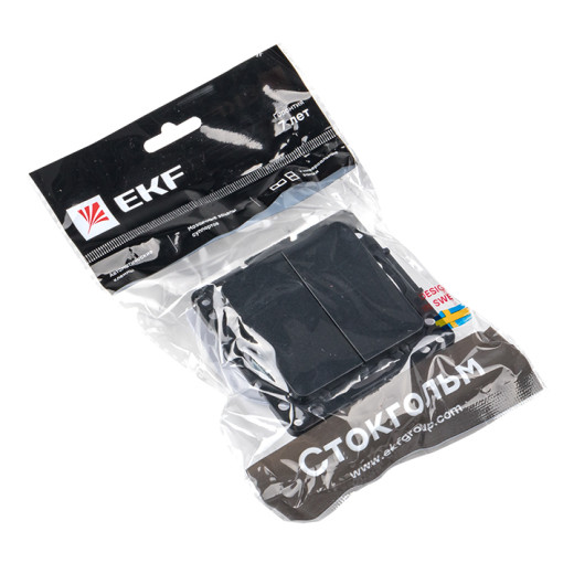 Стокгольм Механизм Выключателя 2-кл. 10А автоматические клеммы черный EKF PROxima