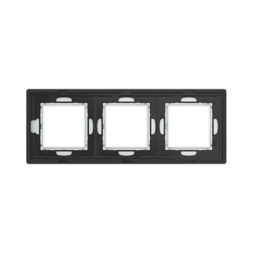 Рамка из натурального стекла 3 поста (6 мод.), Avanti, белая