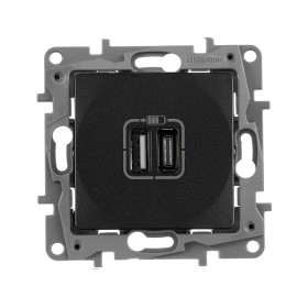 Legrand ETIKA Антрацит Зарядка USB A-C.