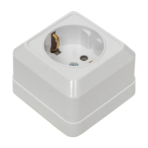 Рим Розетка 1-местная 16А с заземлением белая EKF