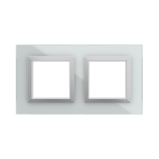 Рамка из натурального стекла 2 поста (4 мод.), Avanti, светло-серая