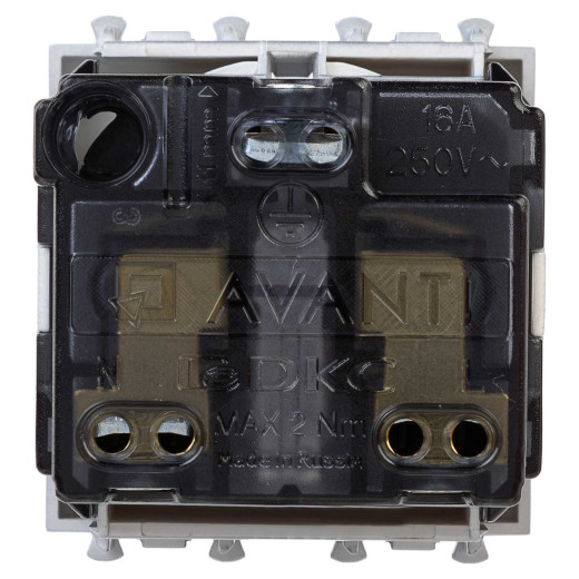 Розетка модульная, 2P+E, с з/ш, Avanti, закаленная сталь, 2 модуля