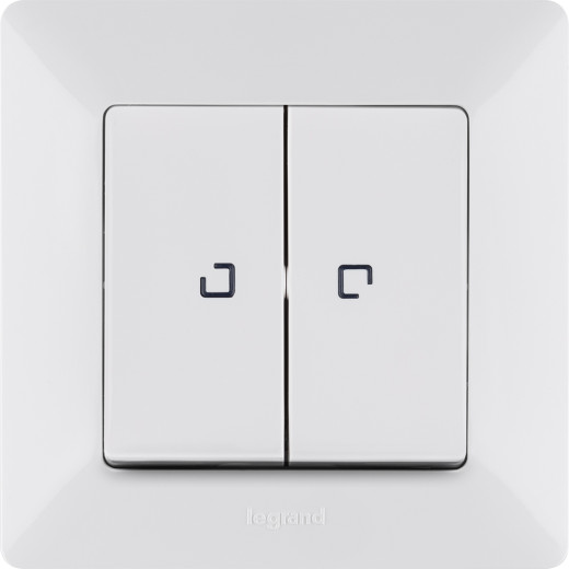 Valena LIFE.Выключатель двухклавишный 10АХ 250В с подсветкой.С лицевой панелью.Белый