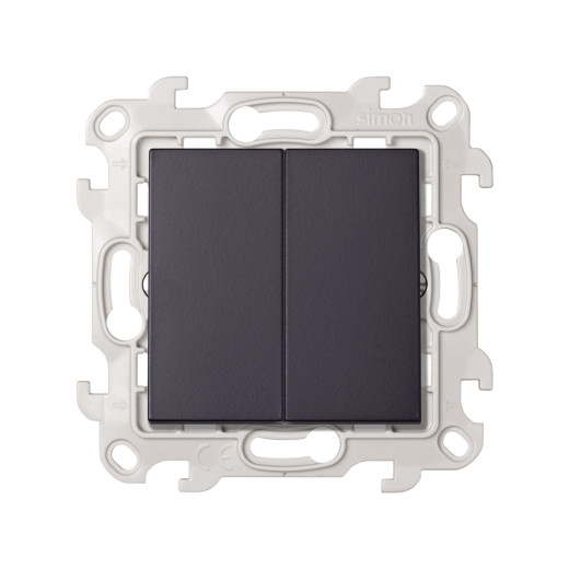 Двухклавишный кнопочный выключатель 10A 250В~, графит