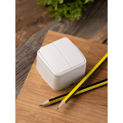 Минск Выключатель 2-клавишный ОП 10А белый EKF Basic