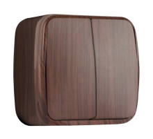 EKF Basic Минск Темное дерево Выключатель 2-кл, 10А, ОП.