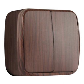 EKF Basic Минск Темное дерево Выключатель 2-кл, 10А, ОП.