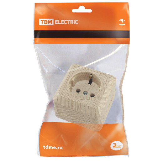 Розетка 2П+З открытой установки IP20 16А, сосна 