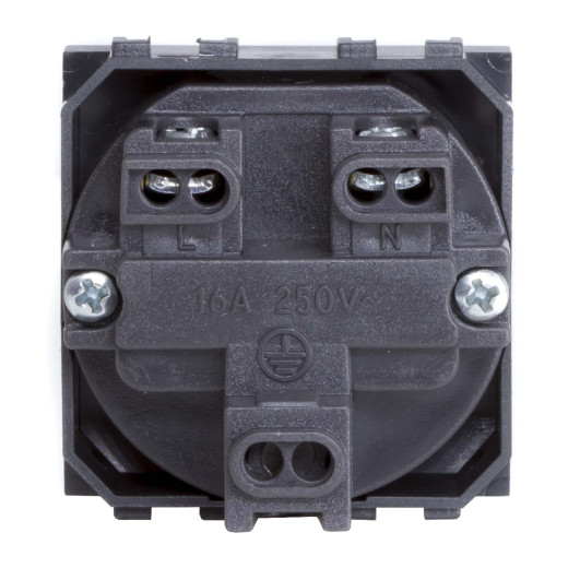 Электрическая розетка, без заземления, со шторками, черная, 2 мод.