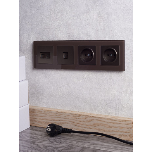 BRITE Рамка 4-мест. РУ-4-2-БрТБ стекло бр. IEK