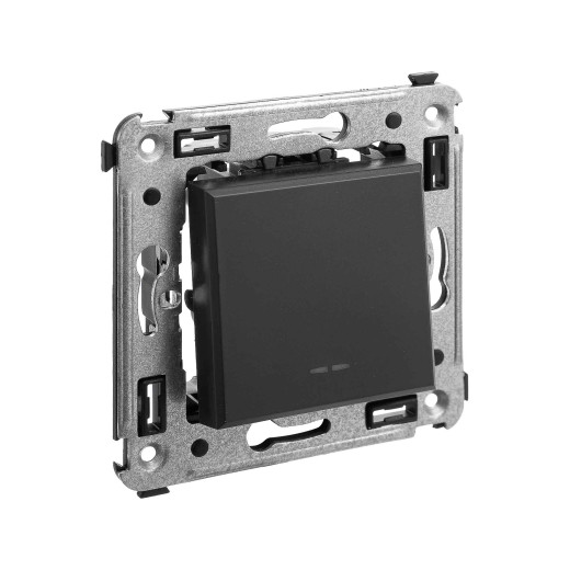 Кнопка одноклавишная в стену, Avanti, черный матовый