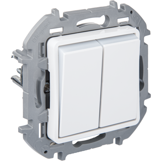 Переключатель двухклавишный с подсветкой - Legrand Inspiria - 10A 250В безвинтовые зажимы - белый