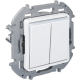 Переключатель двухклавишный с подсветкой - Legrand Inspiria - 10A 250В безвинтовые зажимы - белый