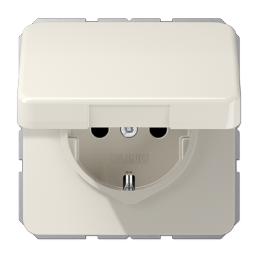 Штепсельная розетка SCHUKO 16А / 250В с подпружиненной откидной крышкой, пружинные зажимы, термопласт, слоновая кость, CD500