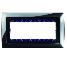 Simon 82 Centr. Вороненая сталь/Графит Рамка с суппортом на 8 узких модулей