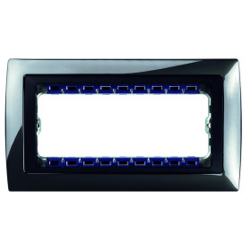 Simon 82 Centr. Вороненая сталь/Графит Рамка с суппортом на 8 узких модулей