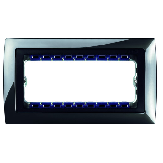 Simon 82 Centr. Рамка с суппортом на 8 узких модулей, вороненая сталь - графит