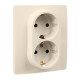 Розетка двойная с заземлением - Legrand Etika - со шторками в сборе 16А 250В винтовые зажимы - слоновая кость