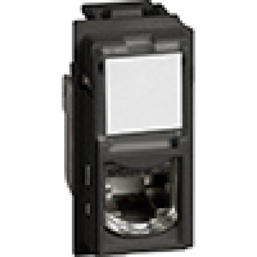 LIVING NOW. Розетка компьютерная RJ45 cat6a STP 1 модуль.Цвет Черный.