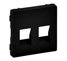 Legrand Valena LIFE Black. Лицевая панель для аудиорозетки с пружинными зажимами двойной. Антрацит..