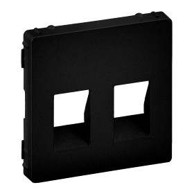 Legrand Valena LIFE Black. Лицевая панель для аудиорозетки с пружинными зажимами двойной. Антрацит..