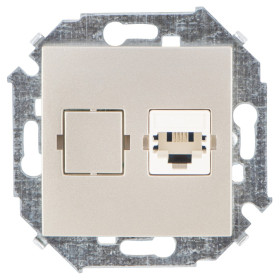 Simon 15 Шампань Розетка ТЛФ 1-ая RJ11, винт.зажим