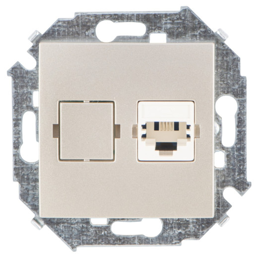 Simon 15 Шампань Розетка телефонная RJ11, винт.заж.