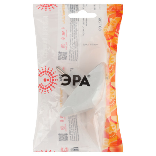 Разветвитель электрический ЭРА SPx-2-W на 2 розетки без заземления 10А белый