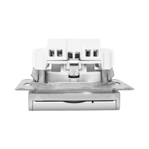 Механизм розетки, 16А, IP44, с заземлением, со шторками, c крышкой, алюминий Эпика EKF