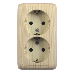 Hegel Альфа наруж Сосна РА16-151-02 Розетка с/з двойная