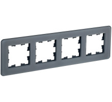 IEK BRITE DECOR Графит матовый стекло скругл.угол Рамка 4-м РУ-4-2-Бр RE