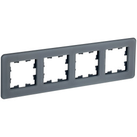 IEK BRITE DECOR Графит матовый стекло скругл.угол Рамка 4-м РУ-4-2-Бр RE