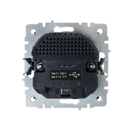 BRITE Роз. с з/к/ш 16А с USB A+C 18Вт РЮш11-1-БрЧ черн. IEK