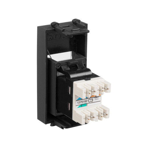 Телефонная розетка RJ-12 модульная, Avanti, черный матовый, 1 модуль