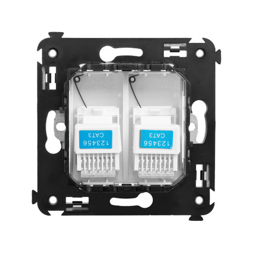 Телефонная розетка RJ-12 в стену двойная, Avanti, белое облако