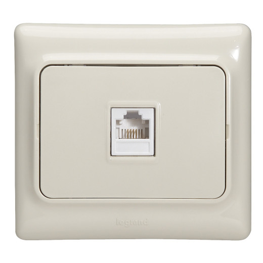 Розетка телефонная RJ11 - Kaptika - 4 контакта - слоновая кость