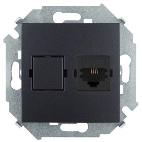 Simon 15 Графит Розетка телефонная RJ11, винт. зажим